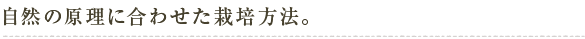 自然の原理に合わせた栽培方法。