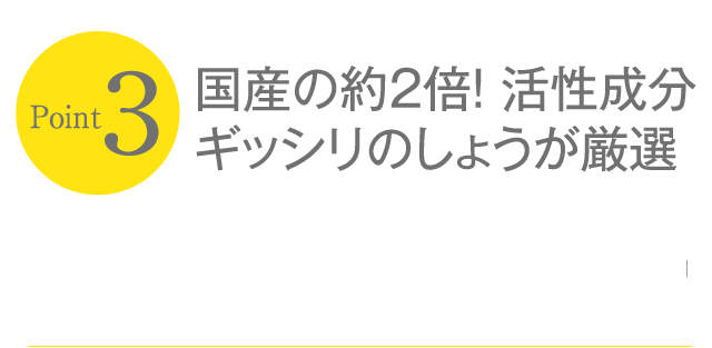 国産の約２倍！ 活性成分ギッシリのしょうが厳選