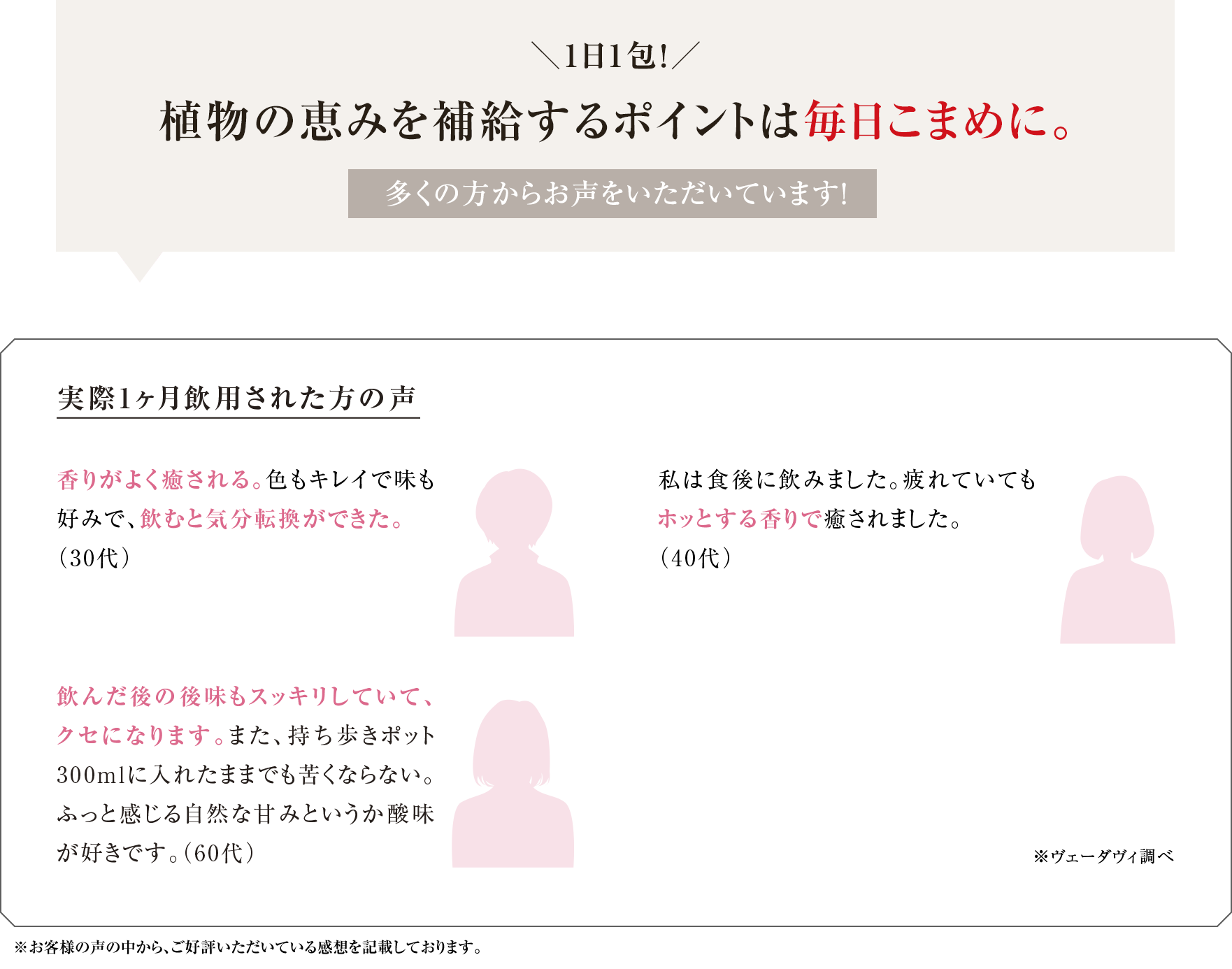 植物の恵みを補給するポイントは毎日こまめに