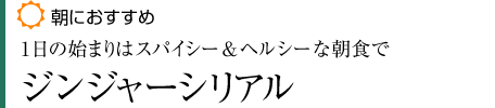 【朝におすすめ】「1日の始まりはスパイシー&ヘルシーな朝食で」ジンジャーシリアル