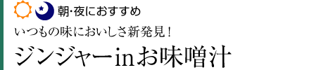 【朝・夜におすすめ】「いつもの味においしさ新発見!」ジンジャー in お味噌汁